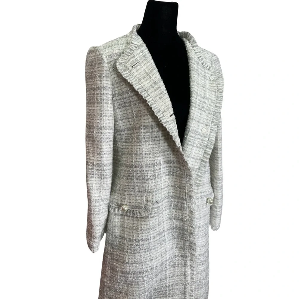 Kate Spade Sparkle Tweed Metallic Coat Size 6 - Picture 7 of 15